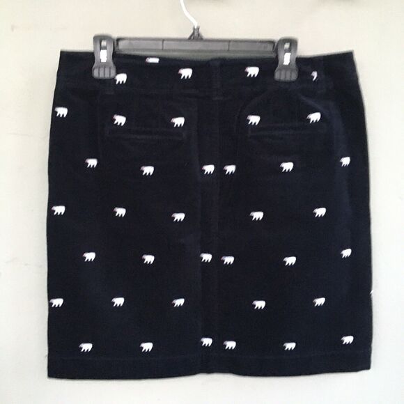 Talbots Women Skirt 10 Navy Blue Velvet Polar Bear Embroidered Knee Whimsical - Picture 6 of 14